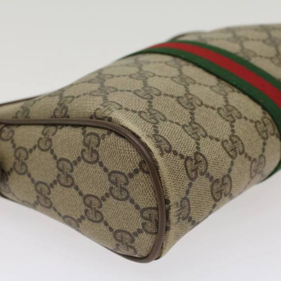 GUCCI GG Canvas Web Sherry Line Clutch Bag Beige Red Green 56.01.012 Auth yk8055 - Picture 9 of 16